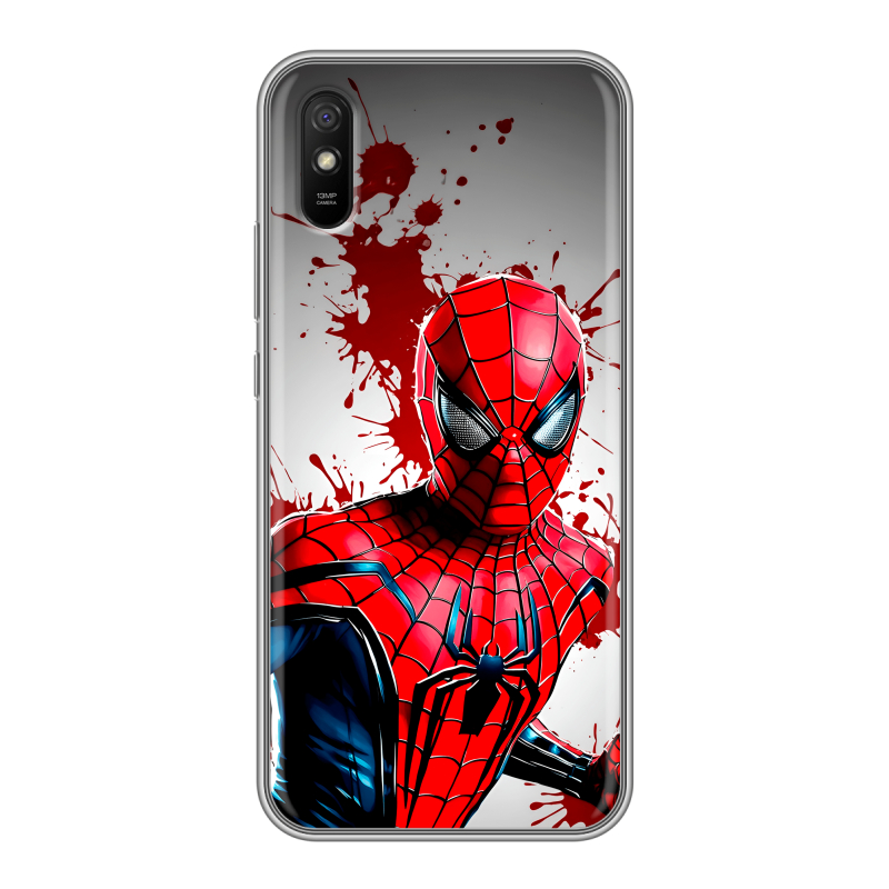 Силиконовый противоударный чехол на Xiaomi RedMi 9A с принтом Spiderman Человек паук Силиконовый противоударный чехол на Xiaomi RedMi 9A с принтом Spiderman Человек паук