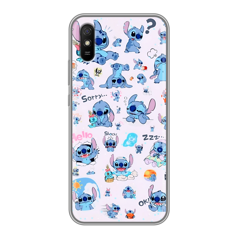 Силиконовый противоударный чехол на Xiaomi RedMi 9A с принтом Лило и Стич Силиконовый противоударный чехол на Xiaomi RedMi 9A с принтом Лило и Стич