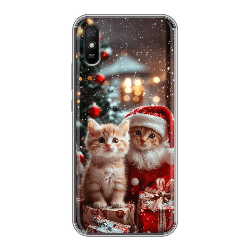 Силиконовый противоударный чехол на Xiaomi RedMi 9A с принтом Новый год Силиконовый противоударный чехол на Xiaomi RedMi 9A с принтом Новый год
