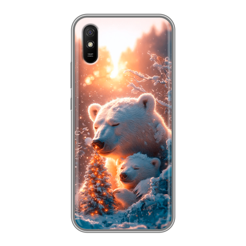 Силиконовый противоударный чехол на Xiaomi RedMi 9A с принтом Новый год Силиконовый противоударный чехол на Xiaomi RedMi 9A с принтом Новый год