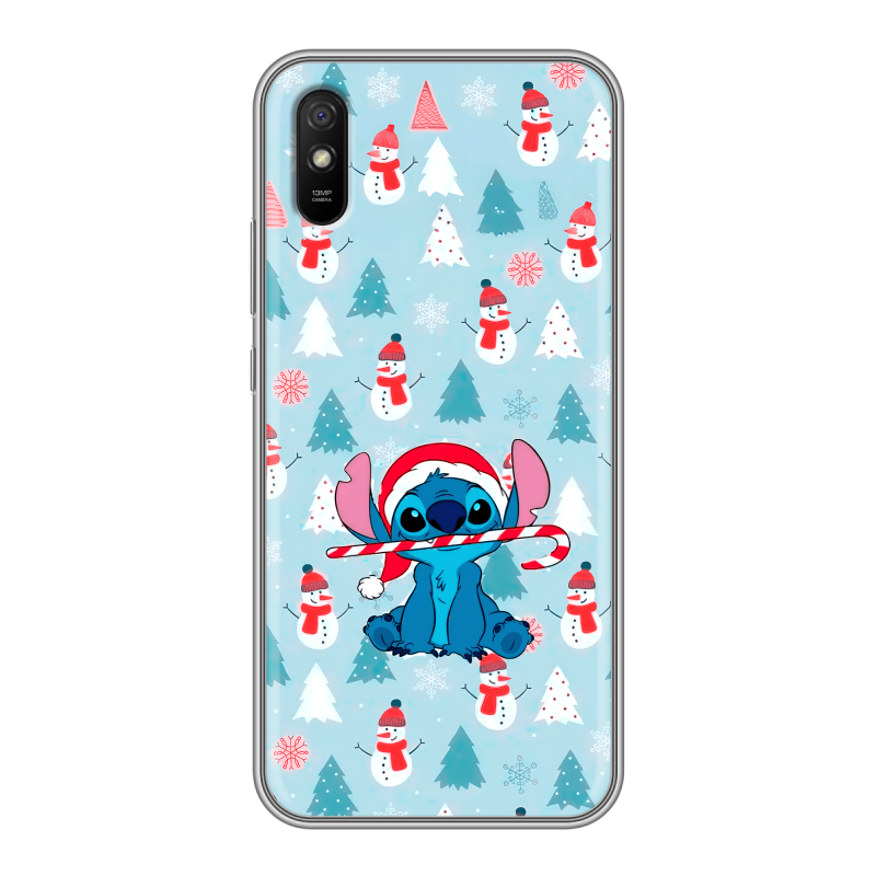 Силиконовый чехол на Xiaomi RedMi 9A с принтом Стич Новый год Силиконовый чехол на Xiaomi RedMi 9A с принтом Стич Новый год