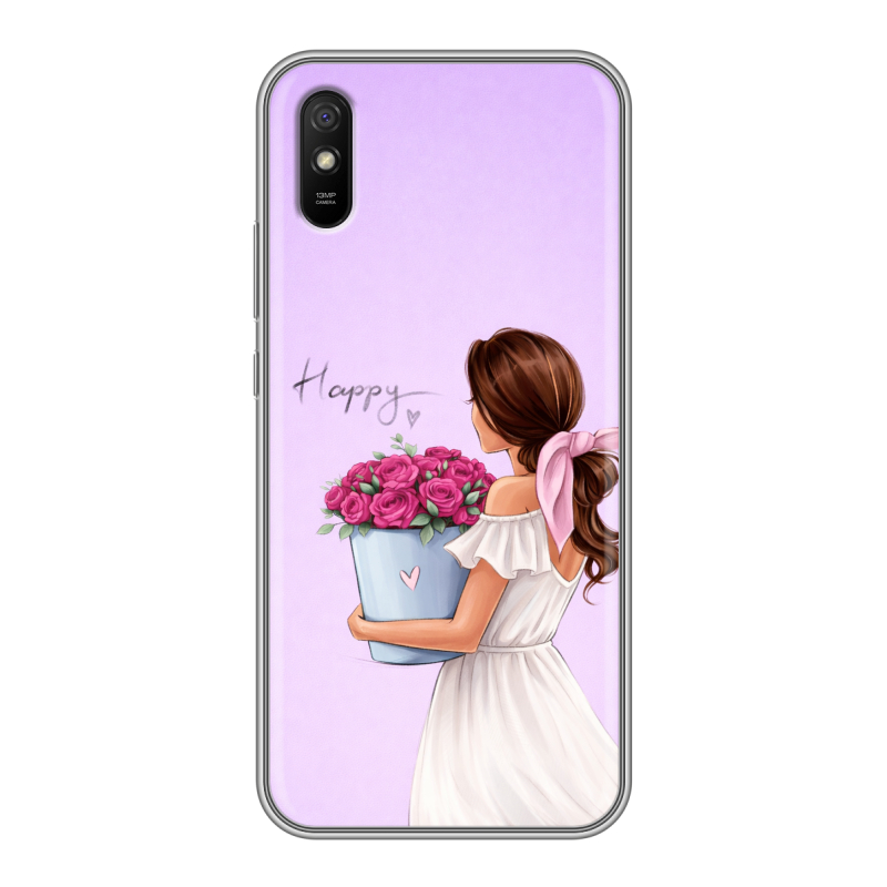Силиконовый чехол на Xiaomi RedMi 9A с принтом женский Силиконовый чехол на Xiaomi RedMi 9A с принтом женский