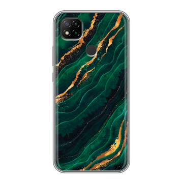 Силиконовый чехол на Xiaomi RedMi 9C с принтом Мрамор зеленое золото Силиконовый чехол на Xiaomi RedMi 9C с принтом Мрамор зеленое золото