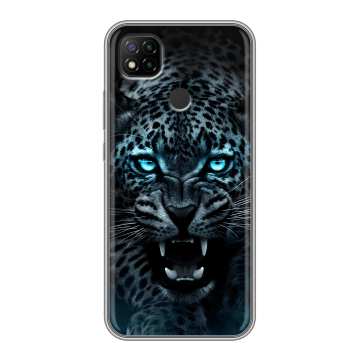 Силиконовый чехол на Xiaomi RedMi 9C с принтом Темный леопард Силиконовый чехол на Xiaomi RedMi 9C с принтом Темный леопард