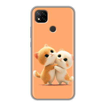 Силиконовый чехол на Xiaomi RedMi 9C с принтом Милые котики Силиконовый чехол на Xiaomi RedMi 9C с принтом Милые котики