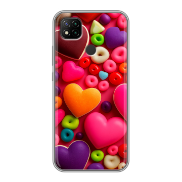 Силиконовый чехол на Xiaomi RedMi 9C с принтом Сердечки Силиконовый чехол на Xiaomi RedMi 9C с принтом Сердечки