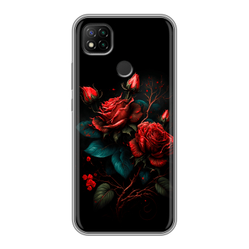Силиконовый чехол на Xiaomi RedMi 9C с принтом Розы красные Силиконовый чехол на Xiaomi RedMi 9C с принтом Розы красные
