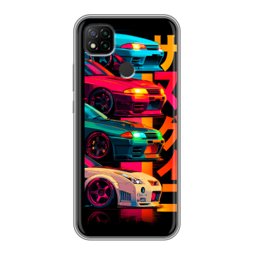Силиконовый чехол на Xiaomi RedMi 9C с принтом Гоночные машины Силиконовый чехол на Xiaomi RedMi 9C с принтом Гоночные машины