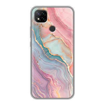 Силиконовый чехол на Xiaomi RedMi 9C с принтом розовый мрамор Силиконовый чехол на Xiaomi RedMi 9C с принтом розовый мрамор