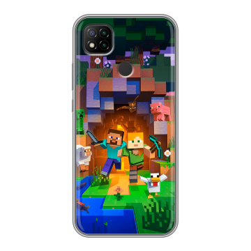 Силиконовый чехол на Xiaomi RedMi 9C с принтом Майнкрафт Minecraft Силиконовый чехол на Xiaomi RedMi 9C с принтом Майнкрафт Minecraft