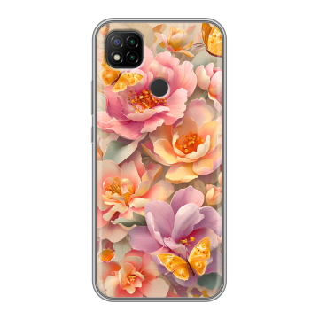 Силиконовый чехол на Xiaomi RedMi 9C с принтом Цветы и бабочки