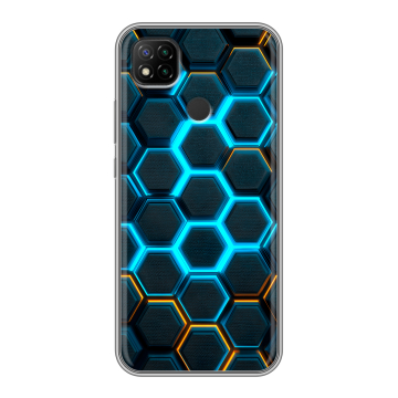 Силиконовый чехол на Xiaomi RedMi 9C с принтом Неоновые соты