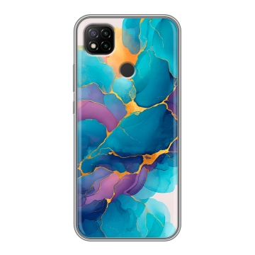 Силиконовый чехол на Xiaomi RedMi 9C с принтом Мрамор блестки
