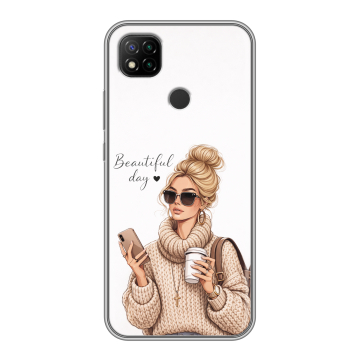 Силиконовый чехол на Xiaomi RedMi 9C с принтом женский Силиконовый чехол на Xiaomi RedMi 9C с принтом женский