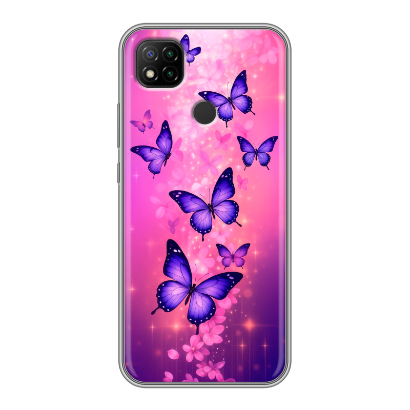 Силиконовый чехол на Xiaomi RedMi 9C с принтом Бабочки Силиконовый чехол на Xiaomi RedMi 9C с принтом Бабочки