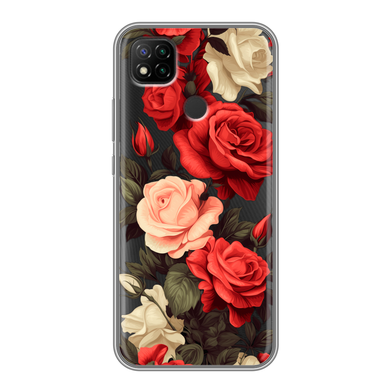 Силиконовый чехол на Xiaomi RedMi 9C с принтом Розы Силиконовый чехол на Xiaomi RedMi 9C с принтом Розы