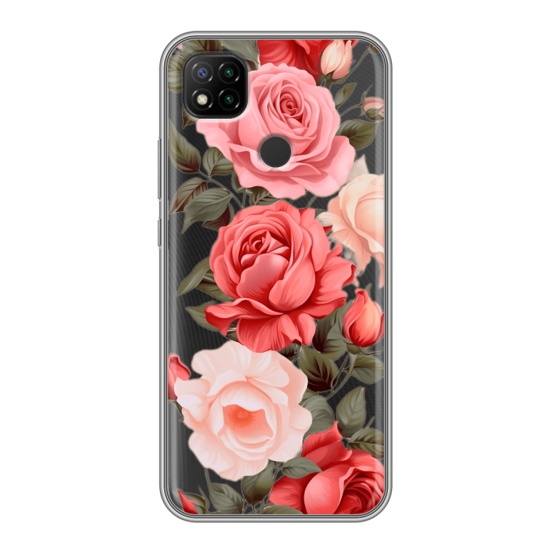 Силиконовый чехол на Xiaomi RedMi 9C с принтом Розы Силиконовый чехол на Xiaomi RedMi 9C с принтом Розы