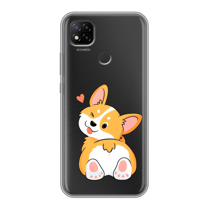 Силиконовый противоударный чехол на Xiaomi RedMi 9C с принтом Корги Силиконовый противоударный чехол на Xiaomi RedMi 9C с принтом Корги