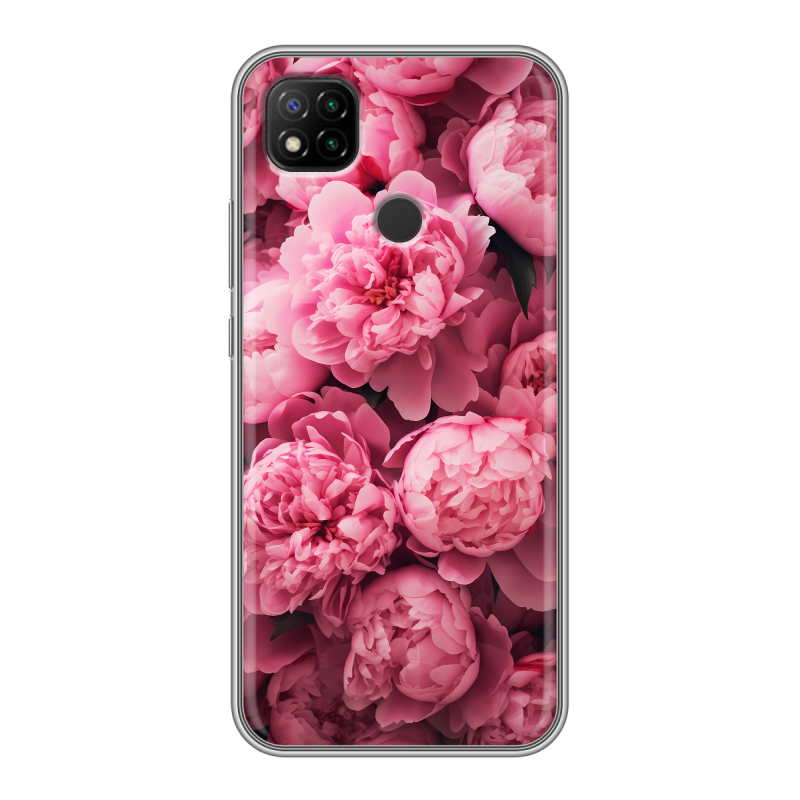 Силиконовый чехол на Xiaomi RedMi 9C с принтом цветы пионы Силиконовый чехол на Xiaomi RedMi 9C с принтом цветы пионы