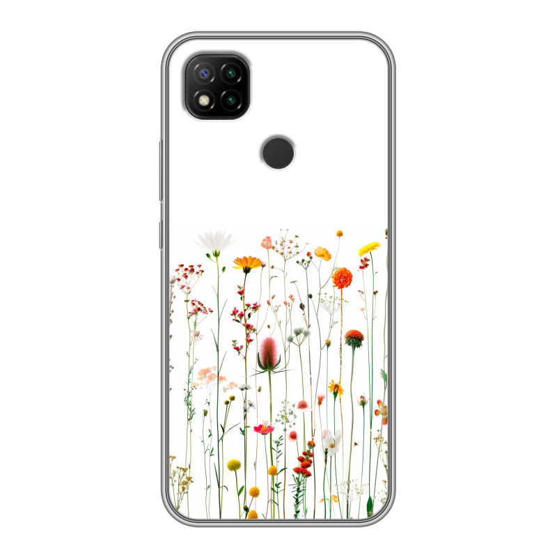 Силиконовый чехол на Xiaomi RedMi 9C с принтом цветы Силиконовый чехол на Xiaomi RedMi 9C с принтом цветы