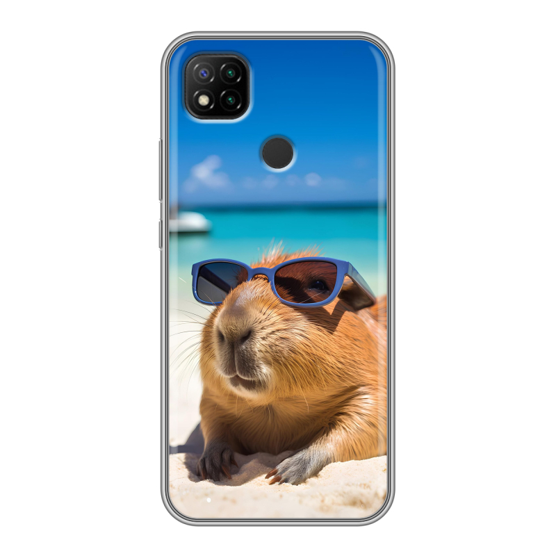 Силиконовый противоударный чехол на Xiaomi RedMi 9C с принтом Капибара Силиконовый противоударный чехол на Xiaomi RedMi 9C с принтом Капибара