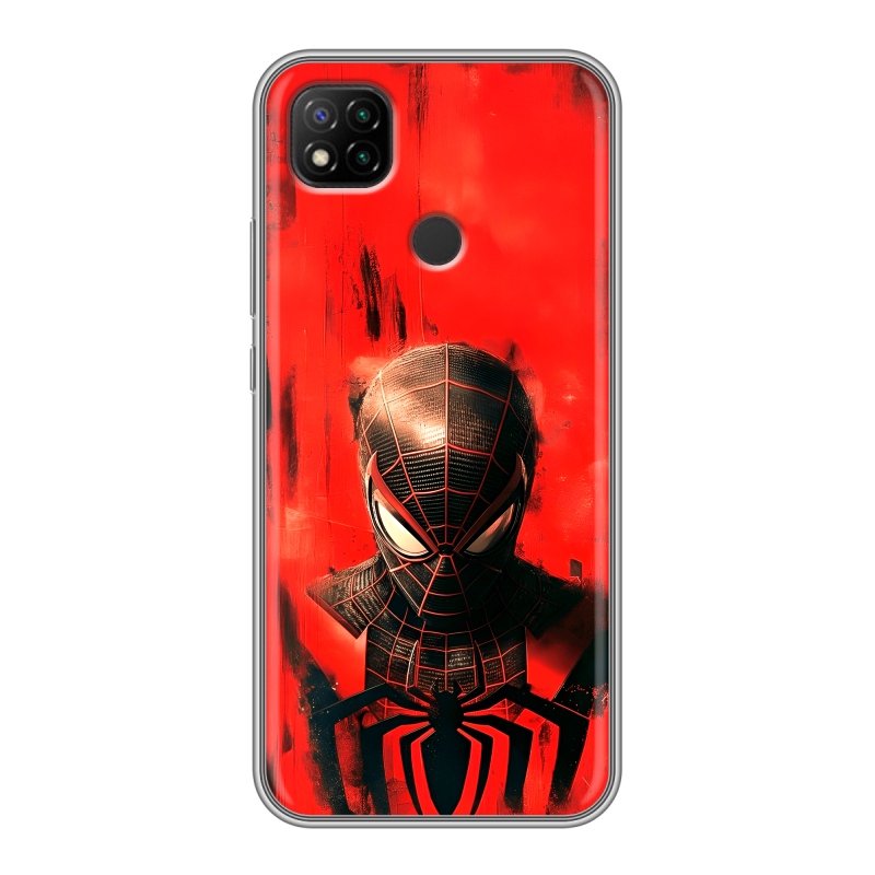 Силиконовый противоударный чехол на Xiaomi RedMi 9C с принтом человек паук spiderman Силиконовый противоударный чехол на Xiaomi RedMi 9C с принтом человек паук spiderman