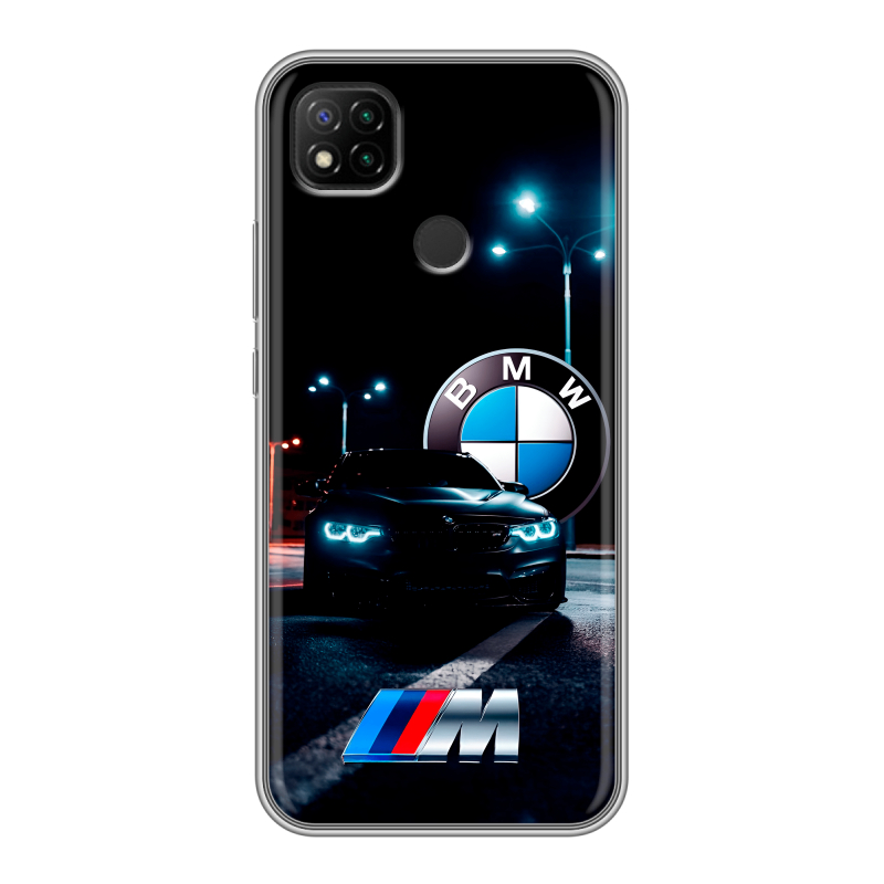 Силиконовый противоударный чехол на Xiaomi RedMi 9C с принтом БМВ BMW Силиконовый противоударный чехол на Xiaomi RedMi 9C с принтом БМВ BMW