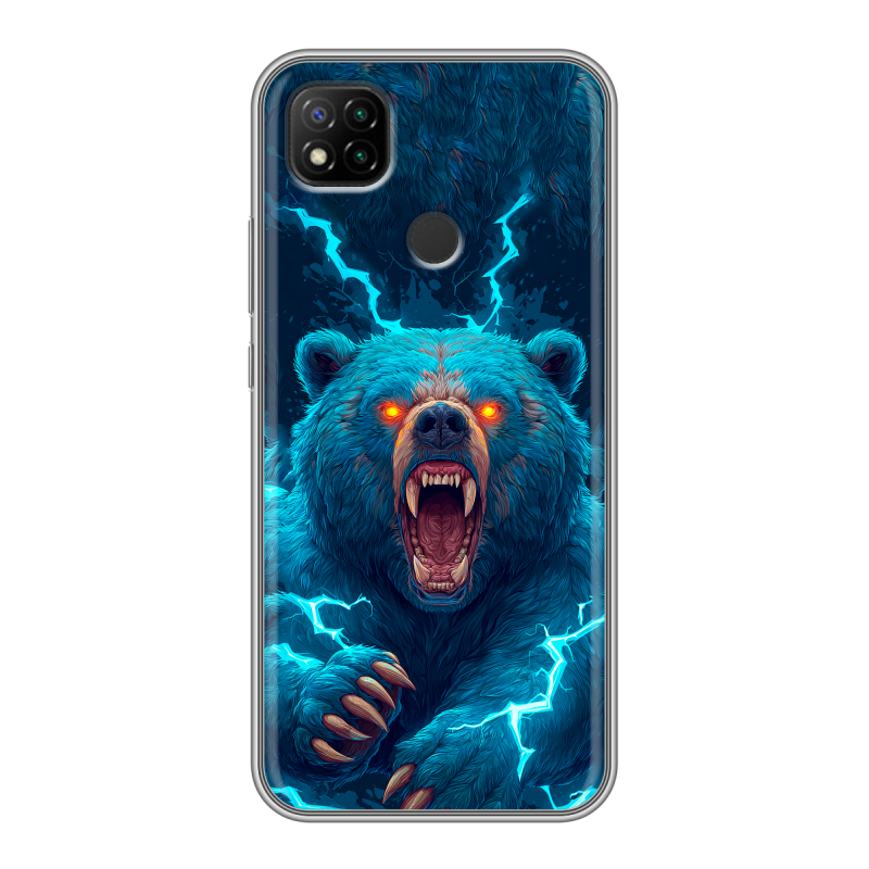 Силиконовый противоударный чехол на Xiaomi RedMi 9C с принтом Медведь Силиконовый противоударный чехол на Xiaomi RedMi 9C с принтом Медведь
