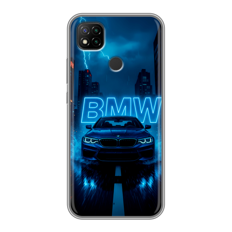 Силиконовый противоударный чехол на Xiaomi RedMi 9C с принтом BMW БМВ Силиконовый противоударный чехол на Xiaomi RedMi 9C с принтом BMW БМВ