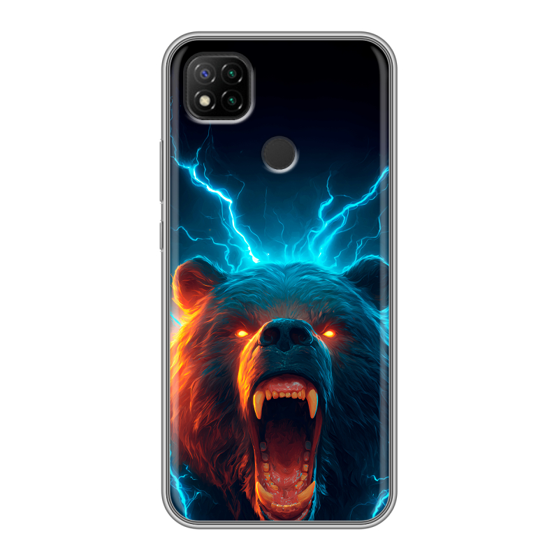 Силиконовый противоударный чехол на Xiaomi RedMi 9C с принтом Медведь Силиконовый противоударный чехол на Xiaomi RedMi 9C с принтом Медведь