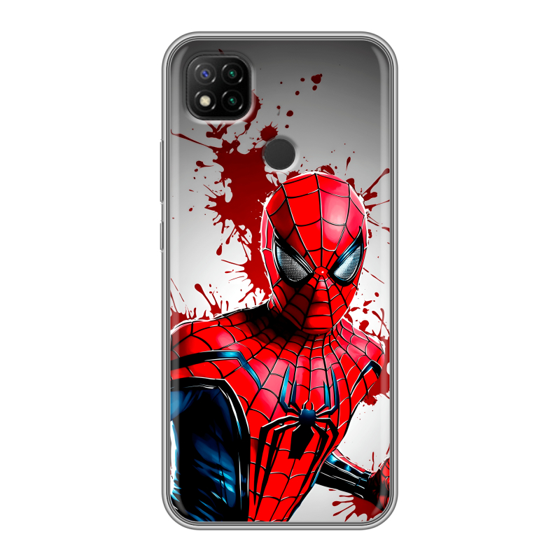 Силиконовый противоударный чехол на Xiaomi RedMi 9C с принтом Spiderman Человек паук Силиконовый противоударный чехол на Xiaomi RedMi 9C с принтом Spiderman Человек паук