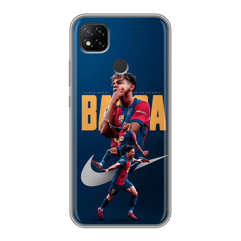 Силиконовый чехол на Xiaomi RedMi 9C с принтом Барселона Barca Yamal Силиконовый чехол на Xiaomi RedMi 9C с принтом Барселона Barca Yamal