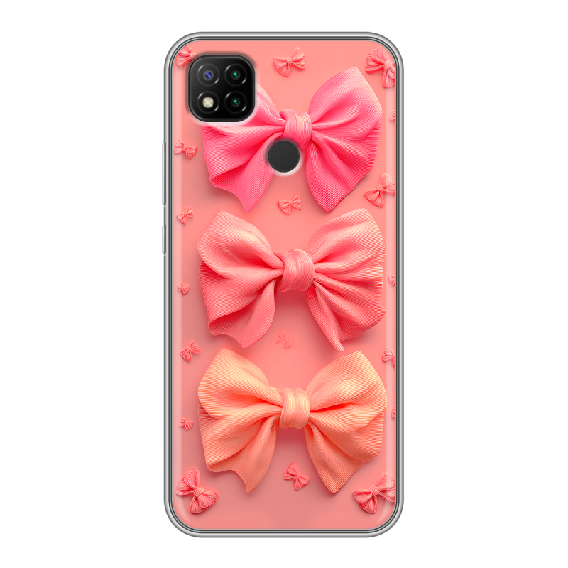 Силиконовый чехол на Xiaomi RedMi 9C с принтом Розовые бантики Силиконовый чехол на Xiaomi RedMi 9C с принтом Розовые бантики