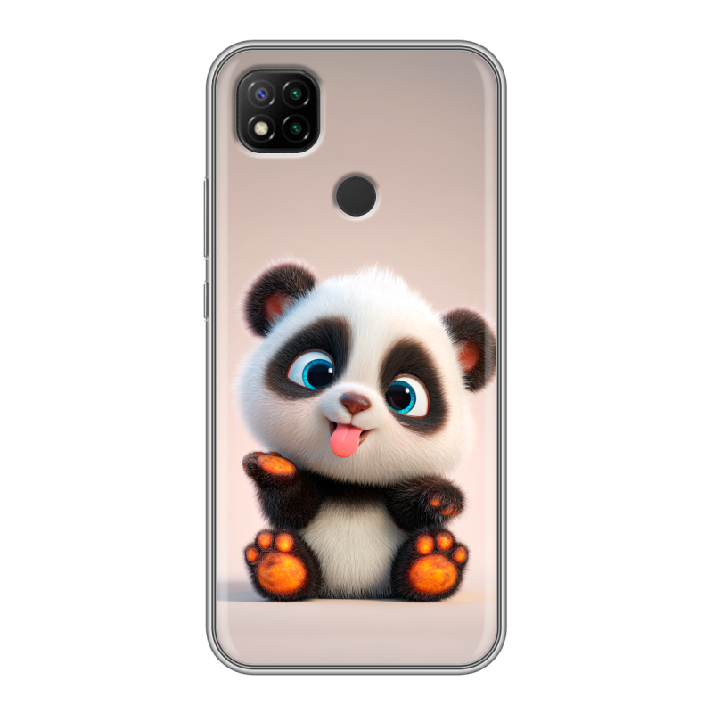 Силиконовый противоударный чехол на Xiaomi RedMi 9C с принтом милая панда Силиконовый противоударный чехол на Xiaomi RedMi 9C с принтом милая панда