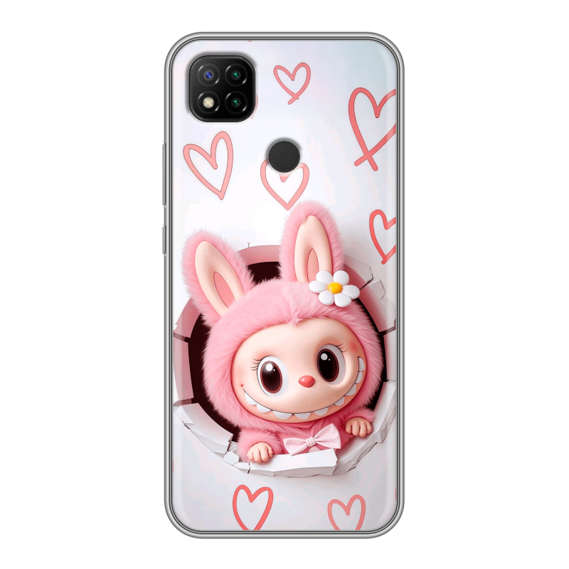 Силиконовый противоударный чехол на Xiaomi RedMi 9C с принтом Labubu Лабубу Силиконовый противоударный чехол на Xiaomi RedMi 9C с принтом Labubu Лабубу