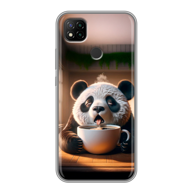 Силиконовый чехол на Xiaomi RedMi 9C с принтом смешная панда Силиконовый чехол на Xiaomi RedMi 9C с принтом смешная панда