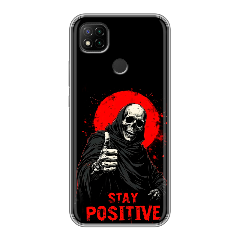 Силиконовый чехол на Xiaomi RedMi 9C с принтом смешной скелет Силиконовый чехол на Xiaomi RedMi 9C с принтом смешной скелет