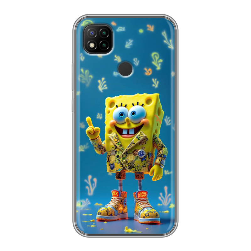 Силиконовый чехол на Xiaomi RedMi 9C с принтом Спанч боб Спанчбоб Силиконовый чехол на Xiaomi RedMi 9C с принтом Спанч боб Спанчбоб