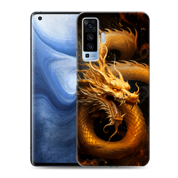 Силиконовый чехол на Vivo X50 с принтом Золотой дракон