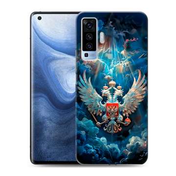 Силиконовый чехол на Vivo X50 с принтом Герб флаг России