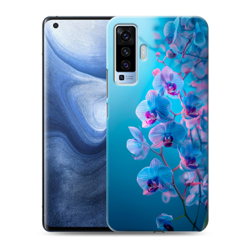 Силиконовый чехол на Vivo X50 с принтом голубые орхидеи