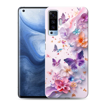 Силиконовый чехол на Vivo X50 с принтом цветы бабочки