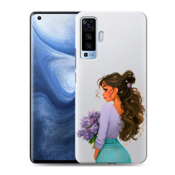 Силиконовый чехол на Vivo X50 с принтом девушка цветы Силиконовый чехол на Vivo X50 с принтом девушка цветы