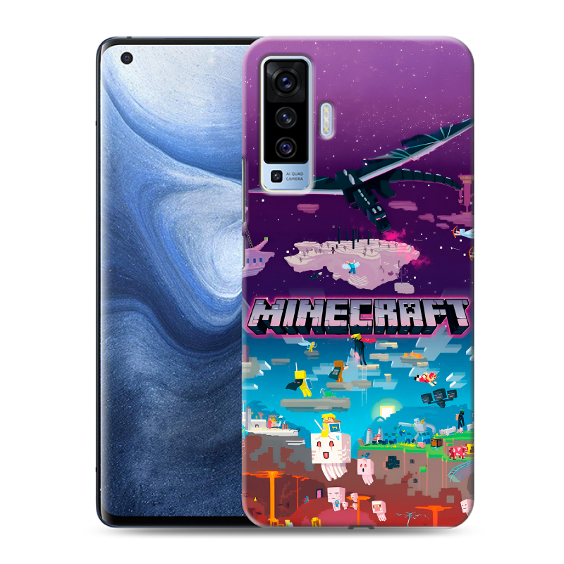 Силиконовый противоударный чехол на Vivo X50 с принтом Майнкрафт Minecraft Силиконовый противоударный чехол на Vivo X50 с принтом Майнкрафт Minecraft