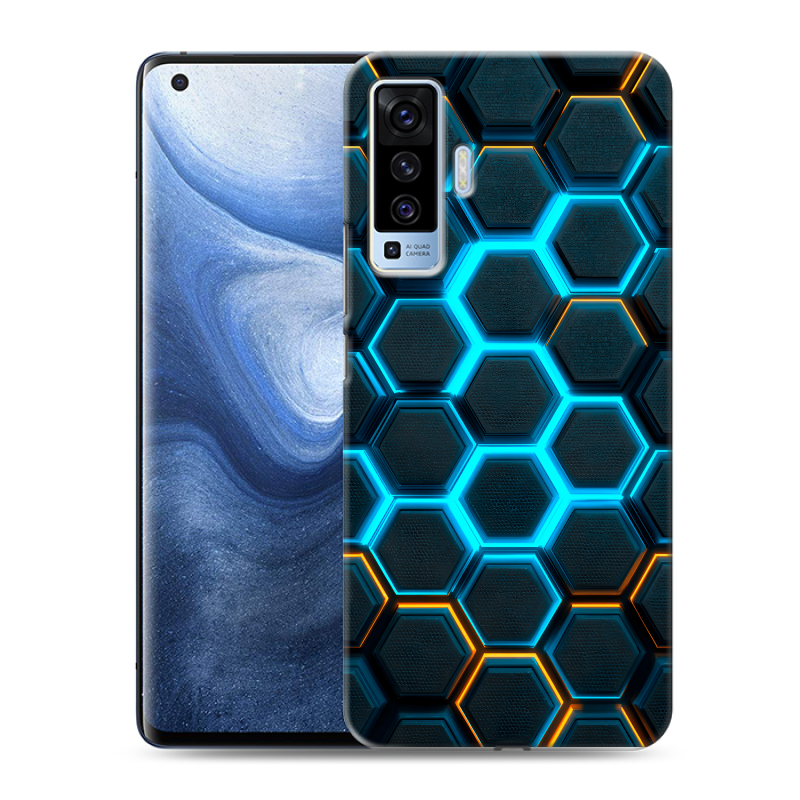 Силиконовый чехол на Vivo X50 с принтом Неоновые соты Силиконовый чехол на Vivo X50 с принтом Неоновые соты
