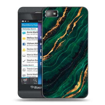 Пластиковый чехол на BlackBerry Z10 с принтом Мрамор зеленое золото Пластиковый чехол на BlackBerry Z10 с принтом Мрамор зеленое золото
