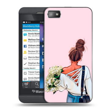 Пластиковый чехол на BlackBerry Z10 с принтом Девушка и букет