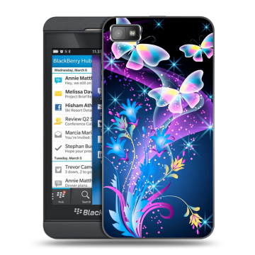 Пластиковый чехол на BlackBerry Z10 с принтом Бабочки Пластиковый чехол на BlackBerry Z10 с принтом Бабочки