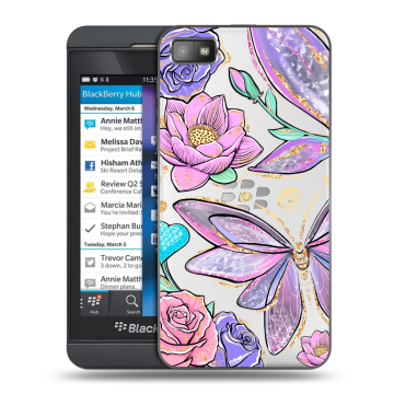 Пластиковый чехол на BlackBerry Z10 с принтом Бабочки и цветы Пластиковый чехол на BlackBerry Z10 с принтом Бабочки и цветы