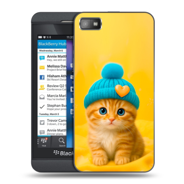 Пластиковый чехол на BlackBerry Z10 с принтом Котенок в шапке Пластиковый чехол на BlackBerry Z10 с принтом Котенок в шапке